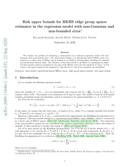 Risk upper bounds for RKHS ridge group sparse estimator in the
  regression model with non-Gaussian and non-bounded error