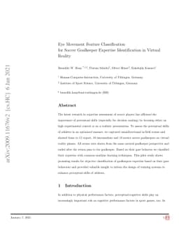 Eye Movement Feature Classification for Soccer Goalkeeper Expertise
  Identification in Virtual Reality
