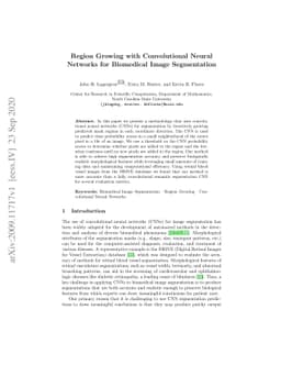 Region Growing with Convolutional Neural Networks for Biomedical Image
  Segmentation
