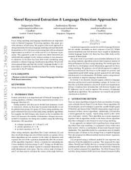 Novel Keyword Extraction and Language Detection Approaches