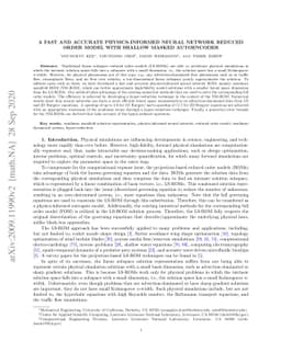 A fast and accurate physics-informed neural network reduced order model
  with shallow masked autoencoder