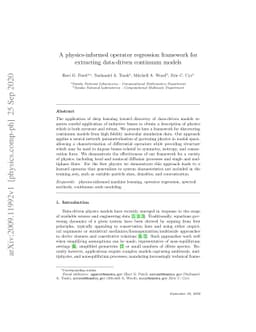 A physics-informed operator regression framework for extracting
  data-driven continuum models