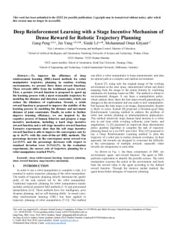 Deep Reinforcement Learning with a Stage Incentive Mechanism of Dense
  Reward for Robotic Trajectory Planning