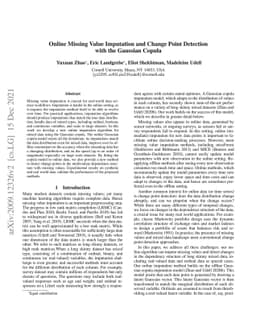 Online Missing Value Imputation and Change Point Detection with the
  Gaussian Copula