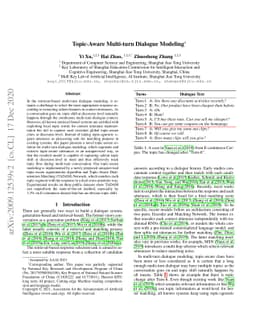 Topic-Aware Multi-turn Dialogue Modeling