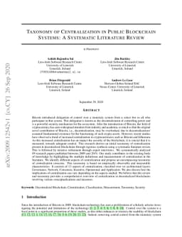 Taxonomy of Centralization in Public Blockchain Systems: A Systematic
  Literature Review