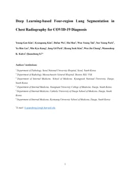 Deep Learning-based Four-region Lung Segmentation in Chest Radiography
  for COVID-19 Diagnosis