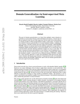 Domain Generalization via Semi-supervised Meta Learning