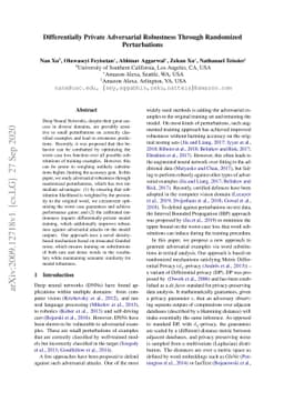 Differentially Private Adversarial Robustness Through Randomized
  Perturbations