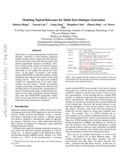 Modeling Topical Relevance for Multi-Turn Dialogue Generation