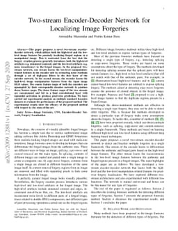 Two-stream Encoder-Decoder Network for Localizing Image Forgeries