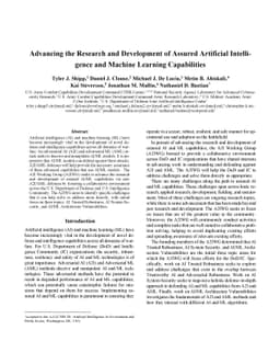Advancing the Research and Development of Assured Artificial
  Intelligence and Machine Learning Capabilities