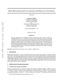 Deep Reinforcement Learning for Process Synthesis
