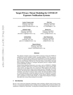 Target Privacy Threat Modeling for COVID-19 Exposure Notification
  Systems