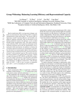 Group Whitening: Balancing Learning Efficiency and Representational
  Capacity