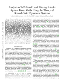 Analysis of IoT-Based Load Altering Attacks Against Power Grids Using
  the Theory of Second-Order Dynamical Systems