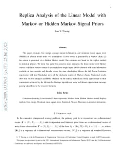 Replica Analysis of the Linear Model with Markov or Hidden Markov Signal
  Priors