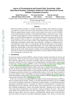 Aspects of Terminological and Named Entity Knowledge within Rule-Based
  Machine Translation Models for Under-Resourced Neural Machine Translation
  Scenarios