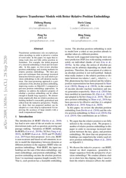 Improve Transformer Models with Better Relative Position Embeddings