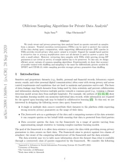 Oblivious Sampling Algorithms for Private Data Analysis