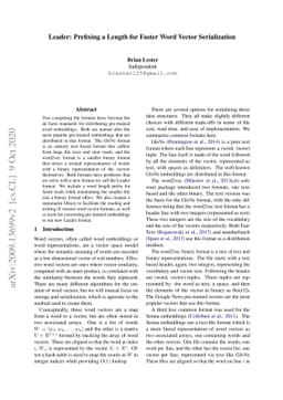 Leader: Prefixing a Length for Faster Word Vector Serialization