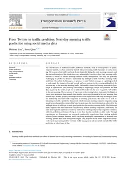 From Twitter to Traffic Predictor: Next-Day Morning Traffic Prediction
  Using Social Media Data