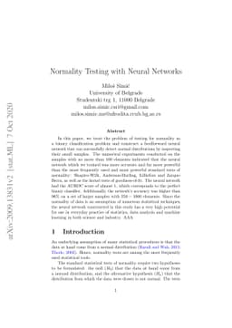Testing for Normality with Neural Networks
