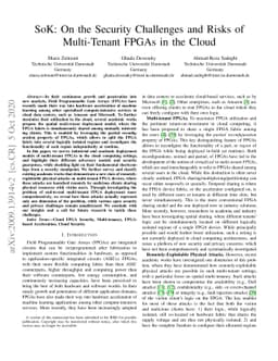 SoK: On the Security Challenges and Risks of Multi-Tenant FPGAs in the
  Cloud