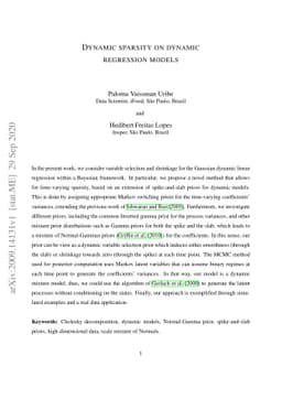 Dynamic sparsity on dynamic regression models