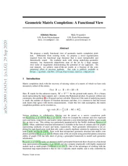 Geometric Matrix Completion: A Functional View