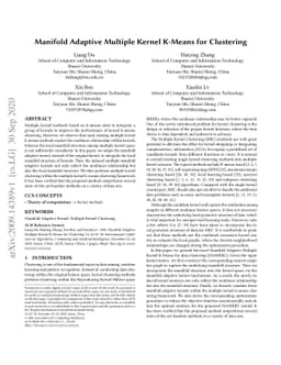 Manifold Adaptive Multiple Kernel K-Means for Clustering