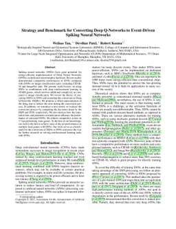 Strategy and Benchmark for Converting Deep Q-Networks to Event-Driven
  Spiking Neural Networks