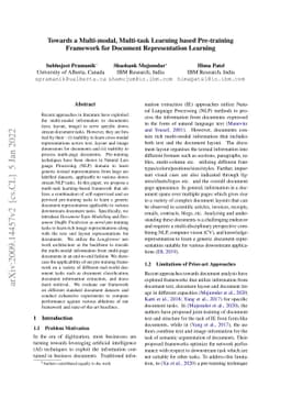 Towards a Multi-modal, Multi-task Learning based Pre-training Framework
  for Document Representation Learning