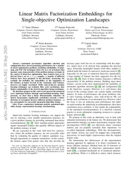 Linear Matrix Factorization Embeddings for Single-objective Optimization
  Landscapes