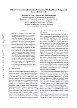 Dilated Convolutional Attention Network for Medical Code Assignment from
  Clinical Text