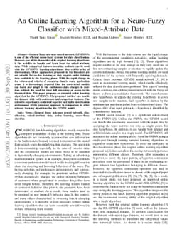An Online Learning Algorithm for a Neuro-Fuzzy Classifier with
  Mixed-Attribute Data