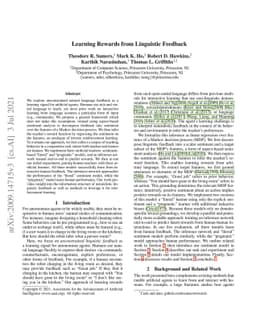 Learning Rewards from Linguistic Feedback