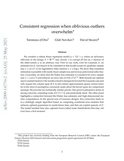 Consistent regression when oblivious outliers overwhelm