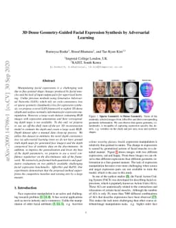 3D Dense Geometry-Guided Facial Expression Synthesis by Adversarial
  Learning