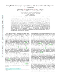 Using Machine Learning to Augment Coarse-Grid Computational Fluid
  Dynamics Simulations