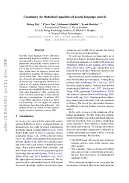 Examining the rhetorical capacities of neural language models