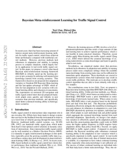 Bayesian Meta-reinforcement Learning for Traffic Signal Control