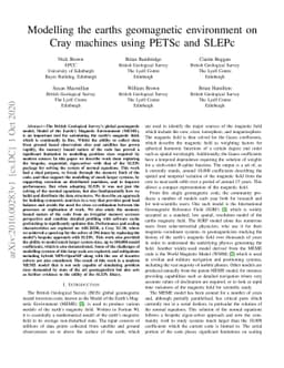 Modelling the earth's geomagnetic environment on Cray machines using
  PETSc and SLEPc