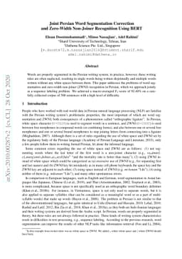 Joint Persian Word Segmentation Correction and Zero-Width Non-Joiner
  Recognition Using BERT