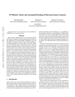 EVMPatch: Timely and Automated Patching of Ethereum Smart Contracts