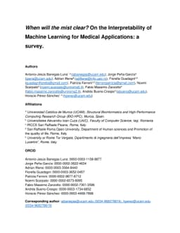 When will the mist clear? On the Interpretability of Machine Learning
  for Medical Applications: a survey