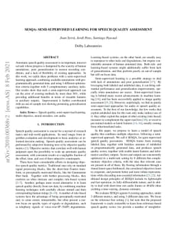 SESQA: semi-supervised learning for speech quality assessment