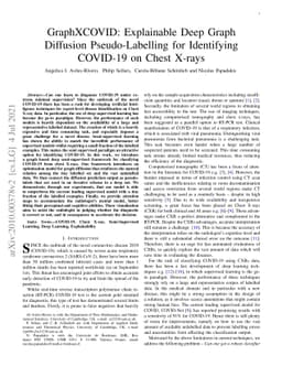 GraphXCOVID: Explainable Deep Graph Diffusion Pseudo-Labelling for
  Identifying COVID-19 on Chest X-rays
