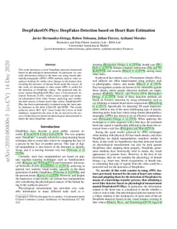 DeepFakesON-Phys: DeepFakes Detection based on Heart Rate Estimation
