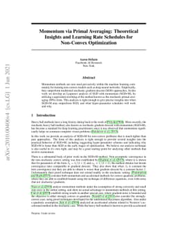 Momentum via Primal Averaging: Theoretical Insights and Learning Rate
  Schedules for Non-Convex Optimization
